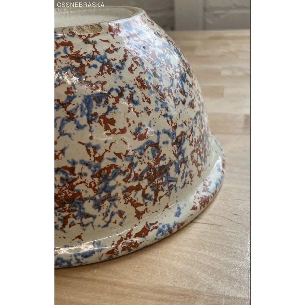 Vintage Stoneware Mixing Bowl Splatterware McGrath's Hardware Hastings 9 Inch